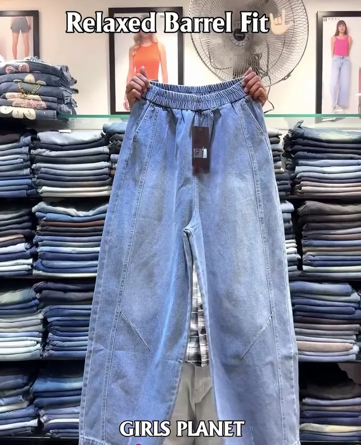 Relaxed Barrel Fit Denim Jeans
